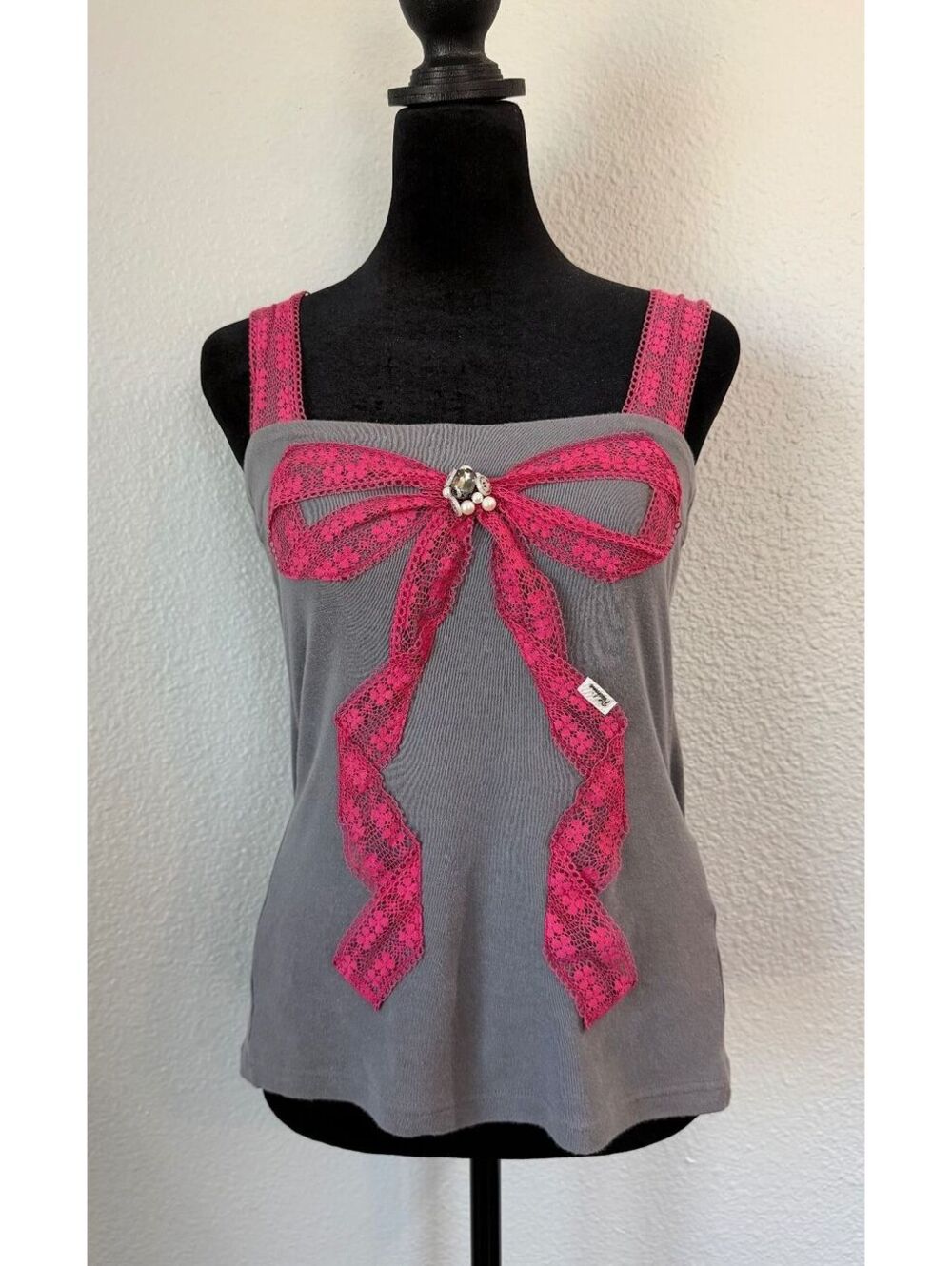 Potechino Japan Pink Lace Bow Coquette Tank Top Size 2